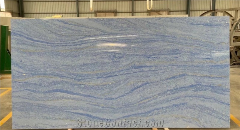 China Blue Quartz Slab Polished Quartzite Pattern For Design