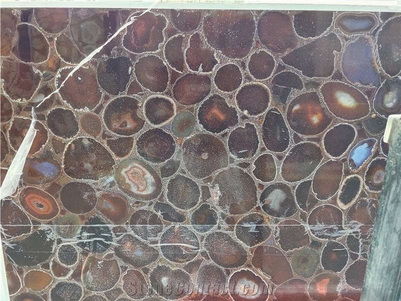 China Brown Agate Slab/ Semiprecious Stone For Home Decor