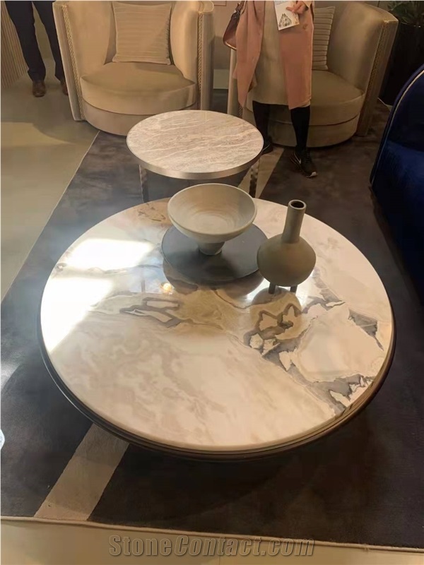 Cream Picasso White Marble Countertop Hotel Table Tops