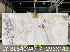 Polished Dover Cream Picasso White Marble Slab For Wall Clad
