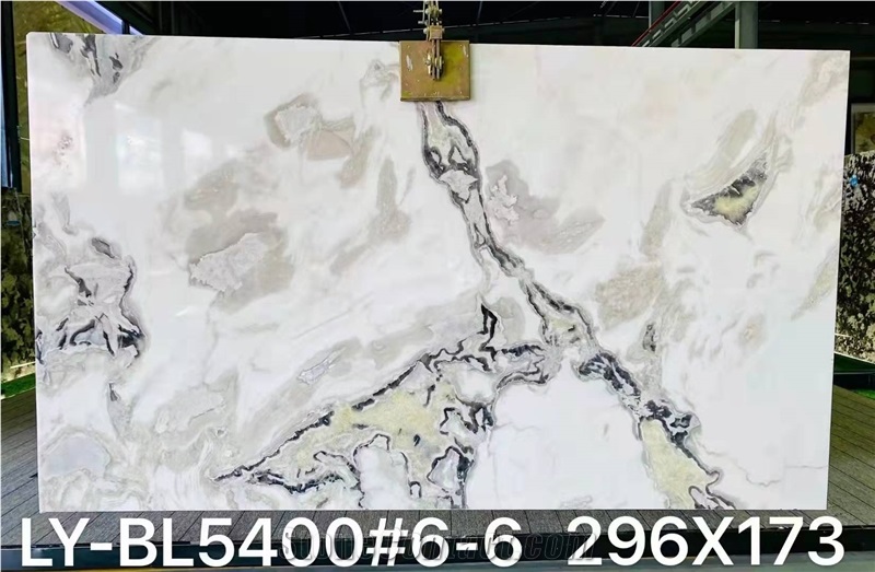 Polished Dover Cream Picasso White Marble Slab For Wall Clad