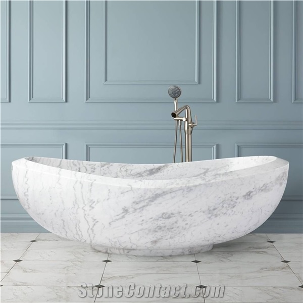 Factory Owner Bianco Carrara White Marble Hotel Bathtub