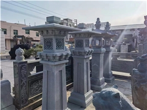 Sesame Grey Garden Pedestal Lamps For Villa