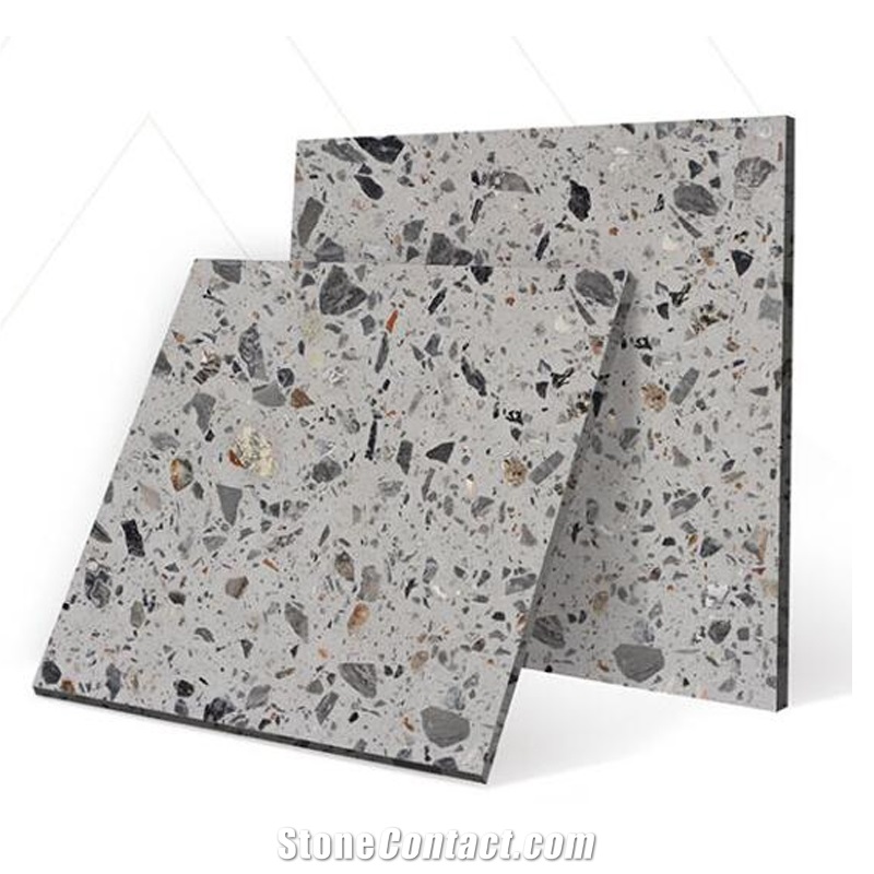 Grey Terrazzo Slab Bathroom Kitchen Wall Cement  Floor Tile