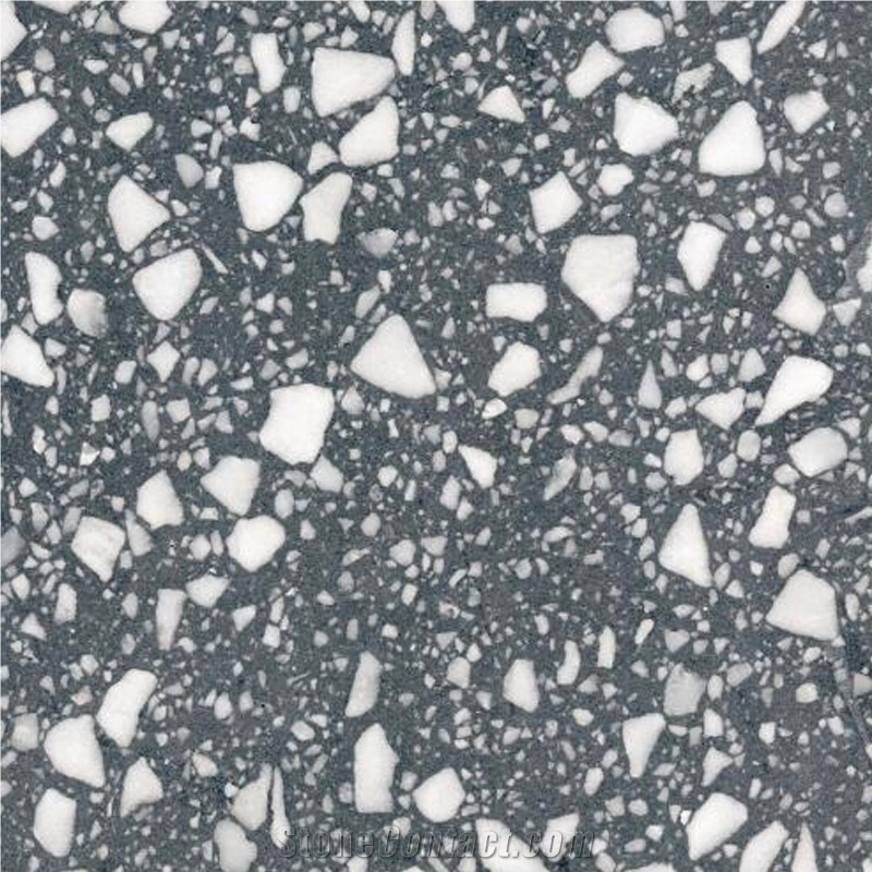 Grey & White Terrazzo Slab Kitchen Floor Tile