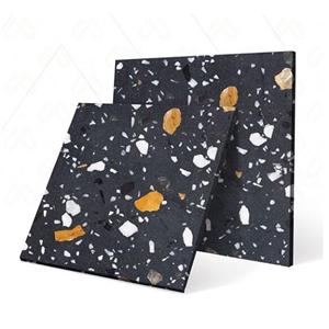 Small Grain Black Terrazzo Slab Floor Tile Cement Wall Tile