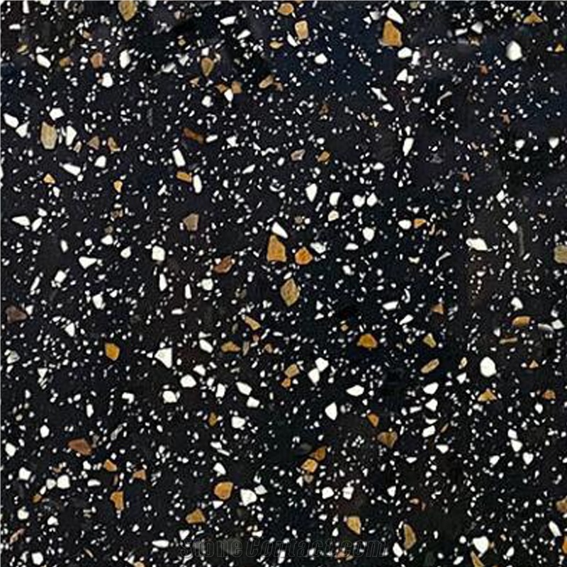 Small Grain  Black Terrazzo Slab Floor Tile Cement Wall Tile