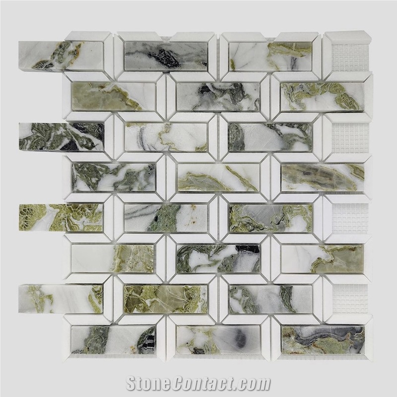 Ice Jade Marble Mosaic Tiles Green Marble Wall Mosaic 