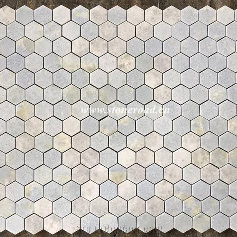 Magic Blue Marble Mosaic Hexagon Bathroom Flooring Tiles