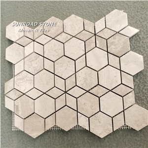 Manufacturer White Wood Cross Cut Marble Mosaic Tiles