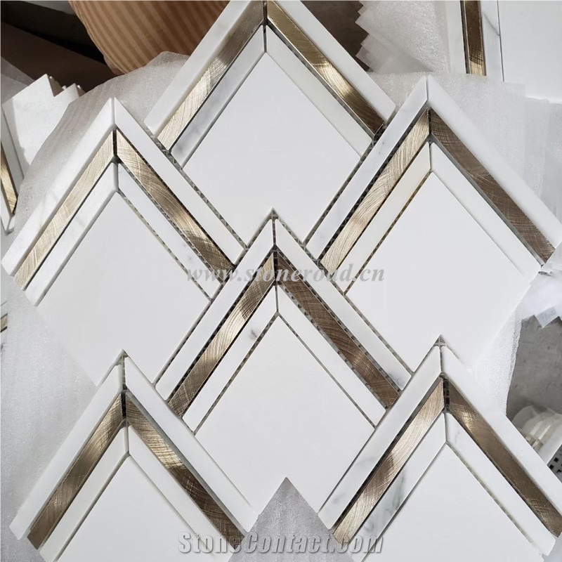 White Marble Mosaic Tiles Customized Patterns Are Available
