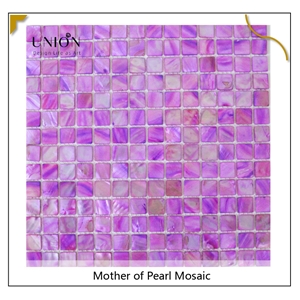 Dyed Purple Color Square Pattern Shell Mosaic Tiles Meshed