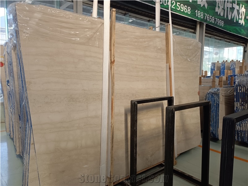 Chinese SERPEGGIANTE Cream Marble Slabs Modern Wooden Marble