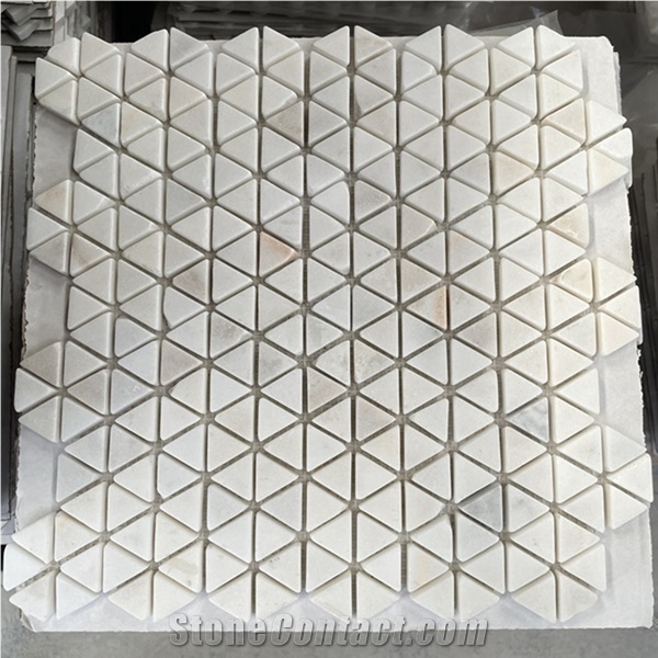 Calacatta Gold Marble Triangle Mosaic Tile