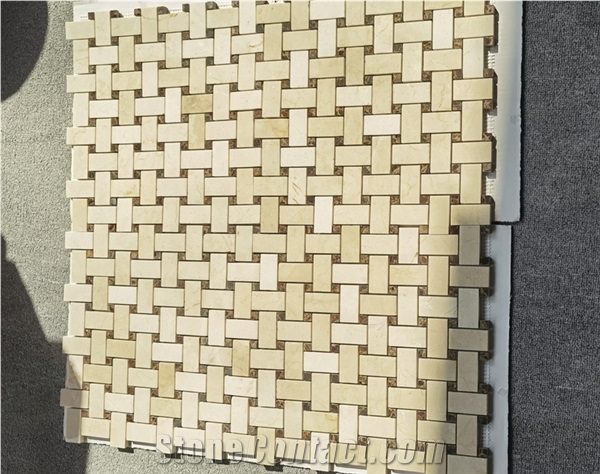 Crema Marfil Marble Basketweave Mosaic Tile