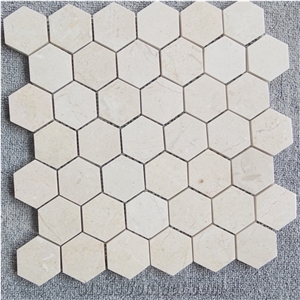 Crema Marfil Marble Hexagon Mosaic Tile