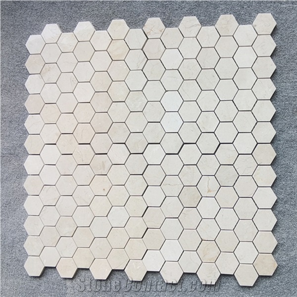Crema Marfil Marble Hexagon Mosaic Tile