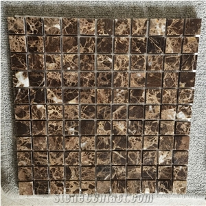 Dark Emperador Marble 1"X1" Square Mosaic Tile