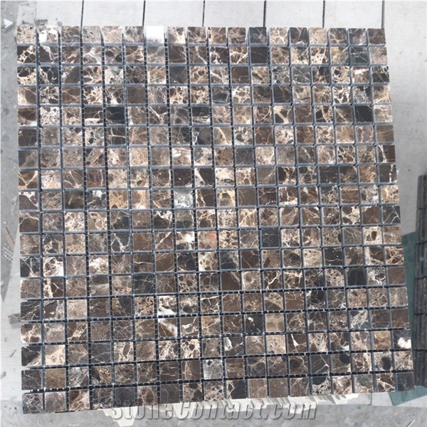 Dark Emperador Marble 1"X1" Square Mosaic Tile