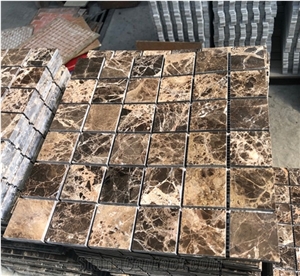Dark Emperador Marble 2"X2" Square Mosaic Tile