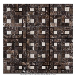 Dark Emperador Marble Pinwheel Mosaic Tile