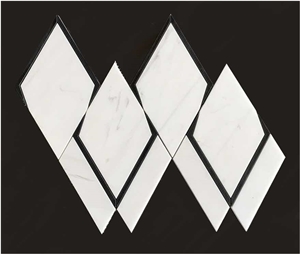 Dolomite White Marble Diamond W/Edge Mosaic Tile