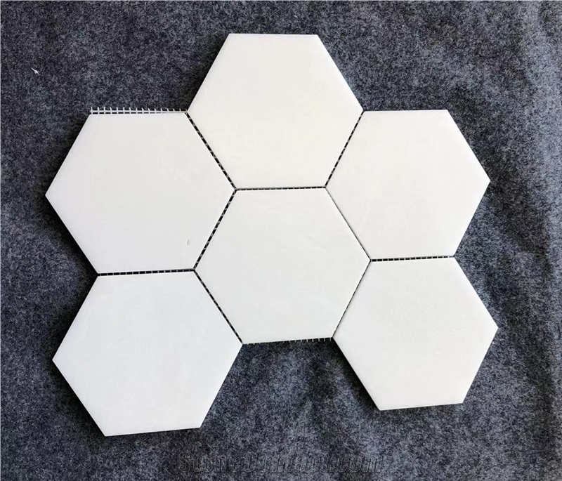 Thassos White Marble 5 Inch Hexagon Mosaic Tile