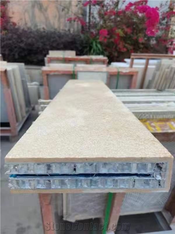 Bush-Hammered Limestone Backed Honeycomb Panel