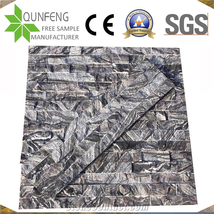 15X60CM China Natural Split Black Wooden Marble Wall Panel
