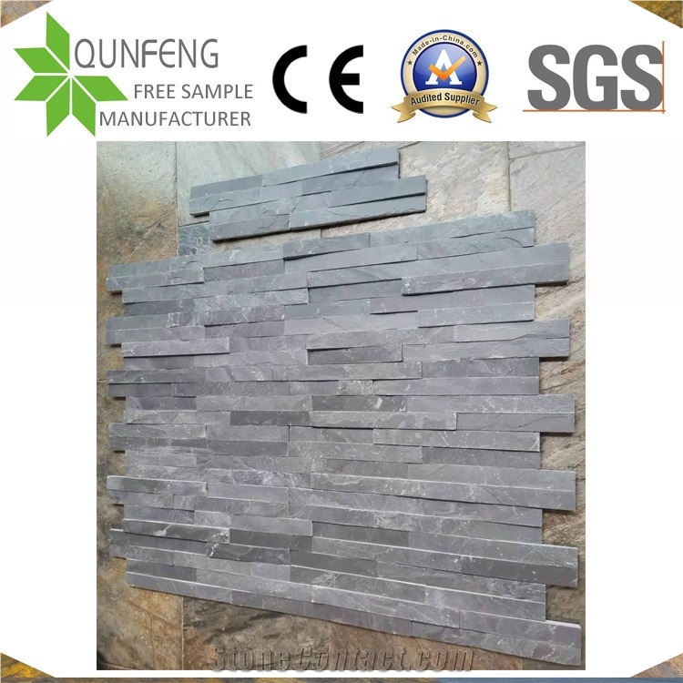 China 10X36CM Black Culture Stone Slate Walling Facades