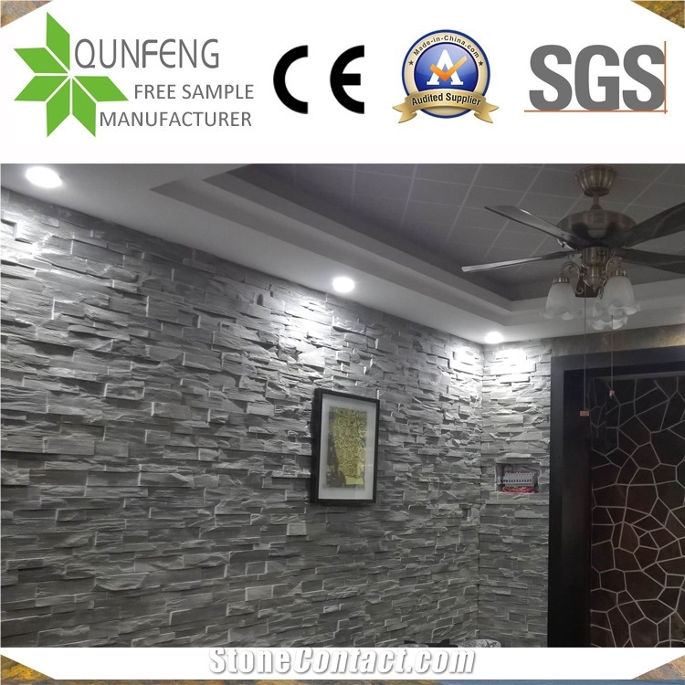 China Grey Wall Cladding Panel Split Slate Ledge Stone