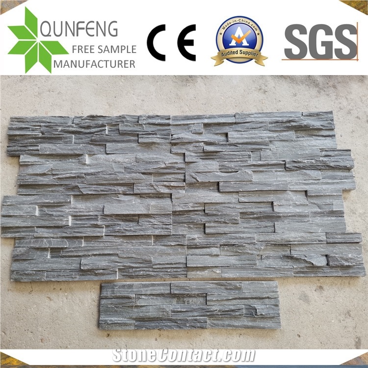 China Natural Split Stacked Stone Panel Grey Slate Ledger