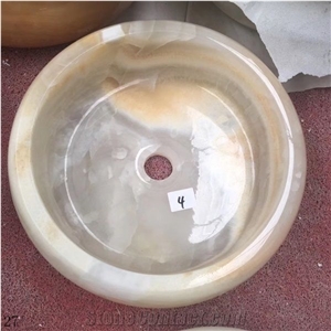 White/Yellow Onyx Sink Family Bathroom Wash Basin Sink