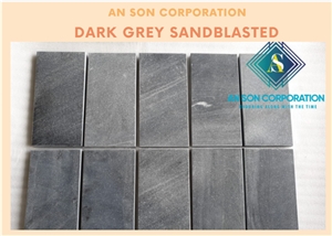 Hot Sale In January Dark Grey Sandblasted Marble Tile