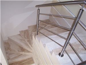 Marble Stair-Step Decor, Set Of 2, Beige And White