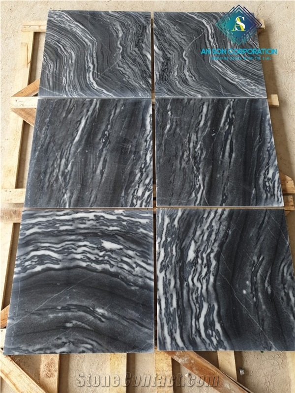 Tiger Vein Black Marble Tiles For Floor