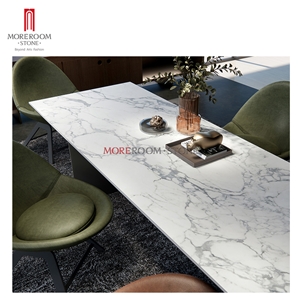 6Mm White Marble Look Sintered Stone Tile Dining Table