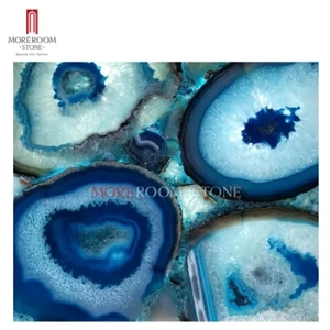 Backlit Translucent Blue Agate For Hotel Wall Decoration