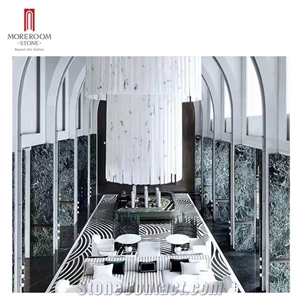 Prada Green Marble Look Porcelain Tiles For The Hotel Lobby