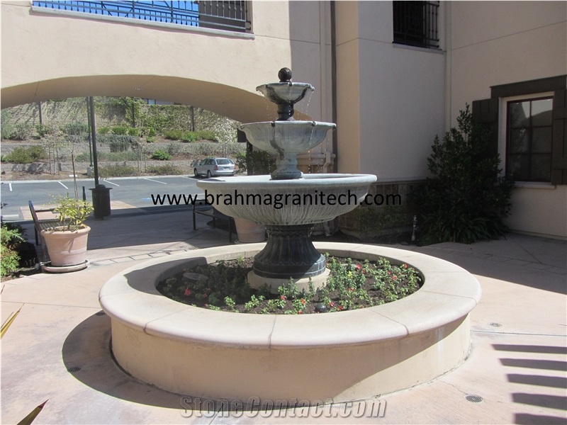White Marble 4 Pegasus Carving Water Fountain
