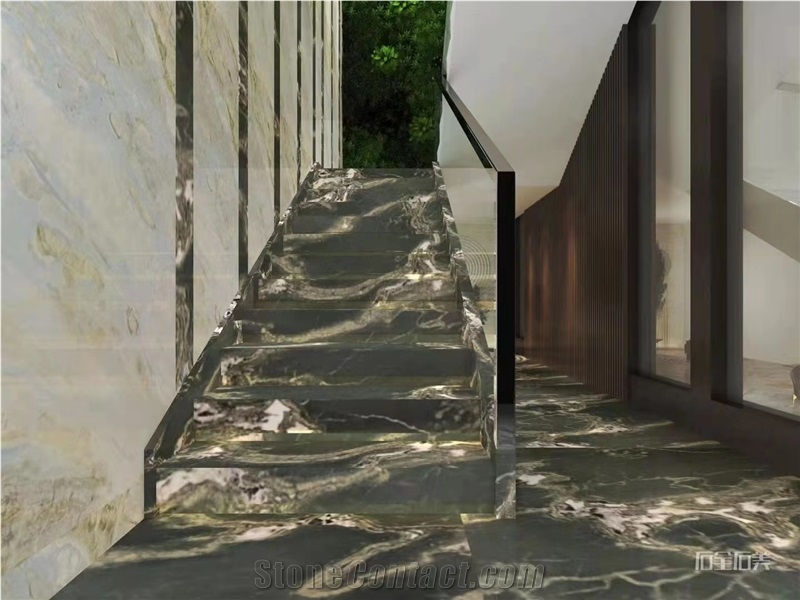 Alpha Green Quartzite Floor Tile Wallstone Stair