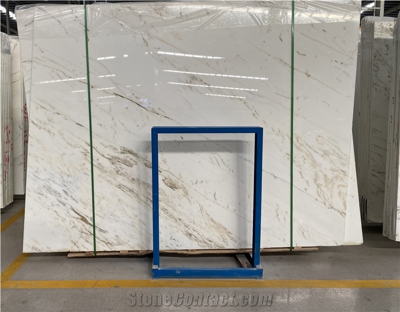 China White Arabescato Golden Marble Slab Carrara Tile