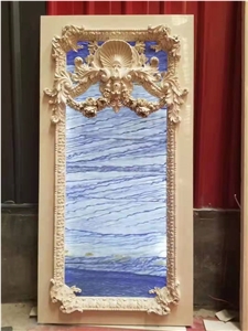 Rosette Carving Mosaic 3D Panel Water Jet Medallion Marble