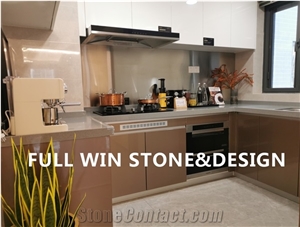 Grey Color Quartz Residential Kitchen Top
