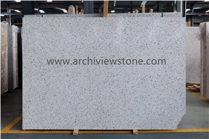 Blue Crystal White Cement Terrazzo Tiles Slabs