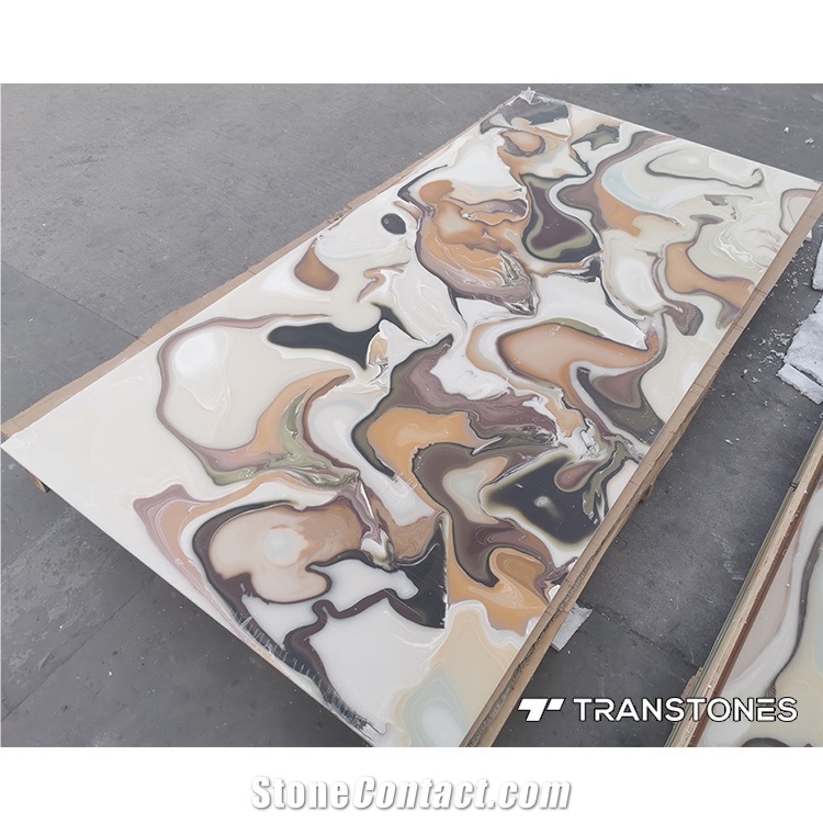 Faux Marble Big Slab Translucent Resin Panel F Dinging Table