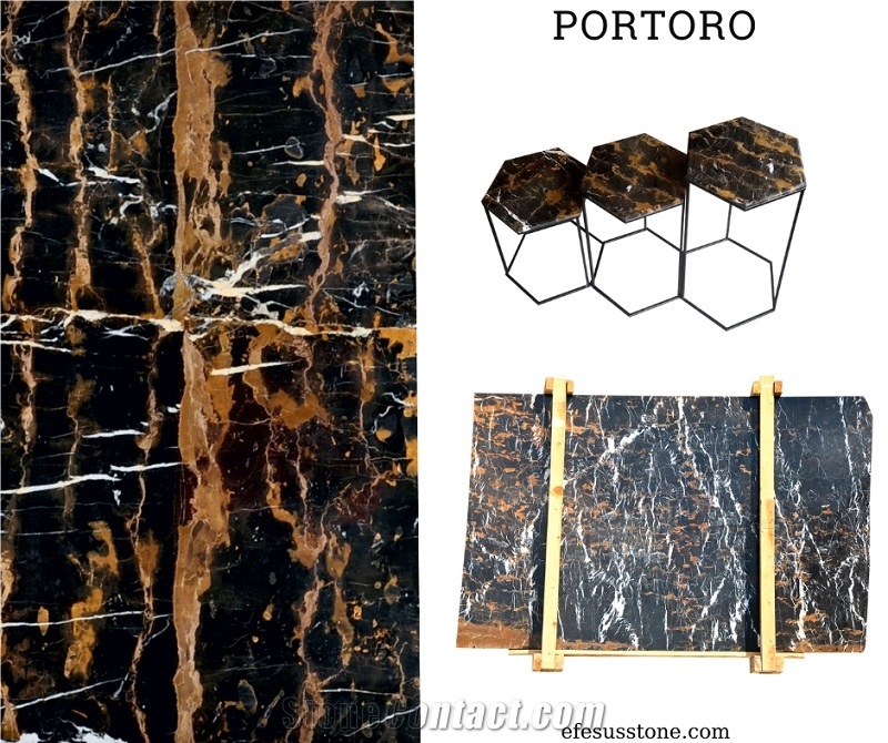 Nero Portoro Marble Tiles & Slabs