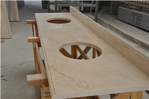 Turkish Beige Marble Bath Counter - Stand Vanity Tops