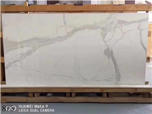Calacatta White Sintered Stone Slab In China Stone Market
