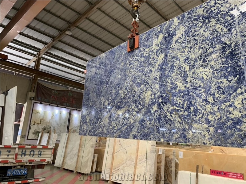 Bolivian Blue Sodalite Azul Marble Slab Tile In China Stone Market
